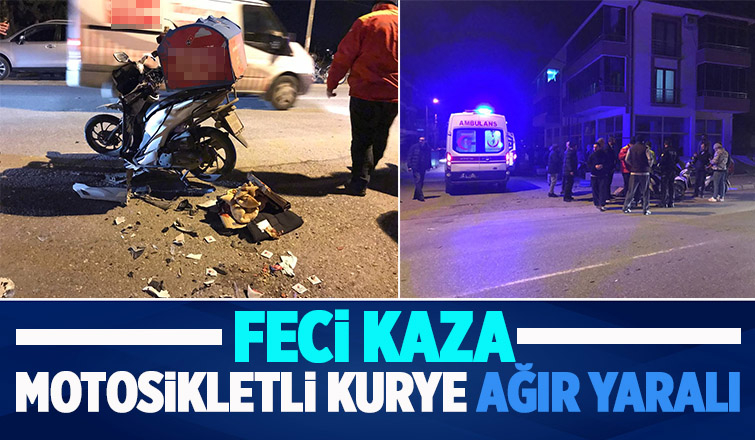 Servis aracı ile çarpışan motosikletli kurye ağır yaralı