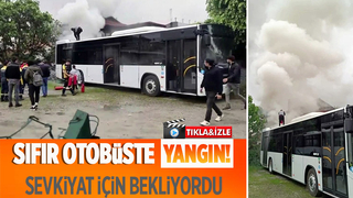 Sevkiyata hazır otobüs otoparkta alev aldı