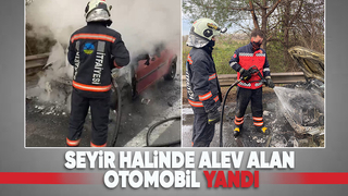 Seyir halindeki araçta yangın çıktı