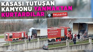 Seyir halindeki kamyonun kasası yandı