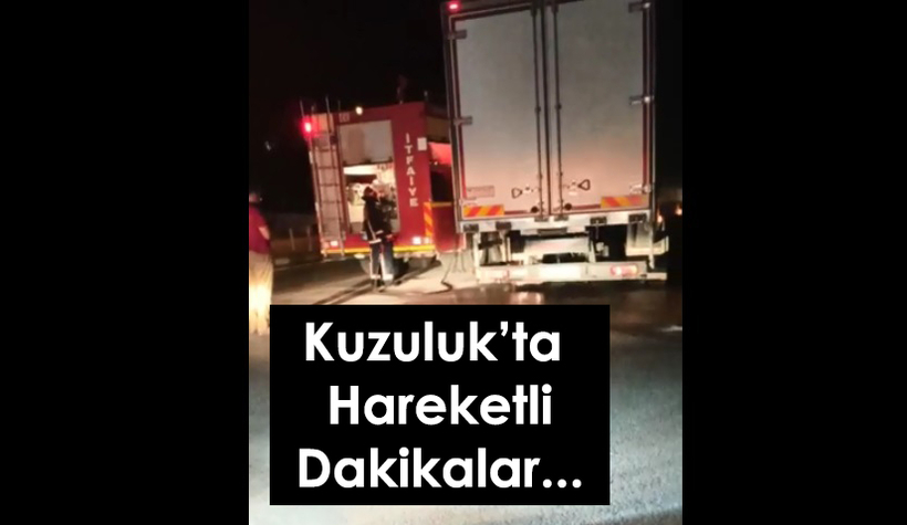 Seyir halindeki TIR'ın lastiği yandı!