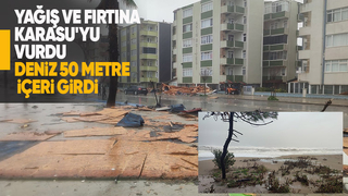 Şiddetli fırtına Karasu sahilini yıktı geçti