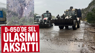 Şiddetli yağış sele dönüştü; D650 taş ve toprak ile kaplandı