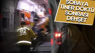 Sobaya tiner döktü, alevler içinde kaldı