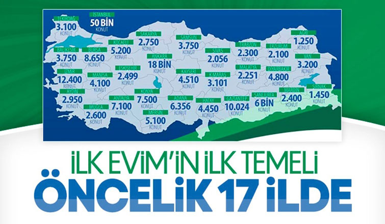 Sosyal konut projesinde ilk temellerin atılacağı 17 İl