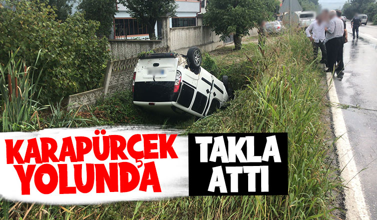 Kamyona çarpıp kanala takla attı