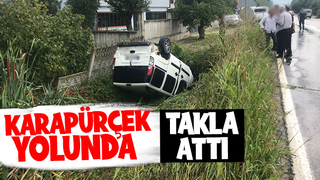 Kamyona çarpıp kanala takla attı