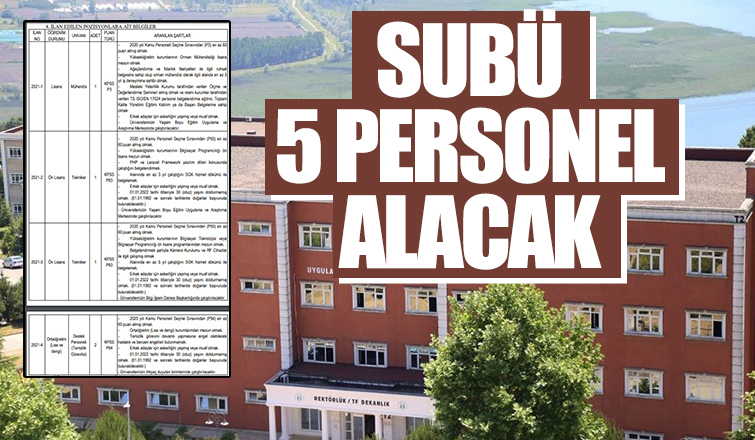 SUBÜ 5 personel alacak