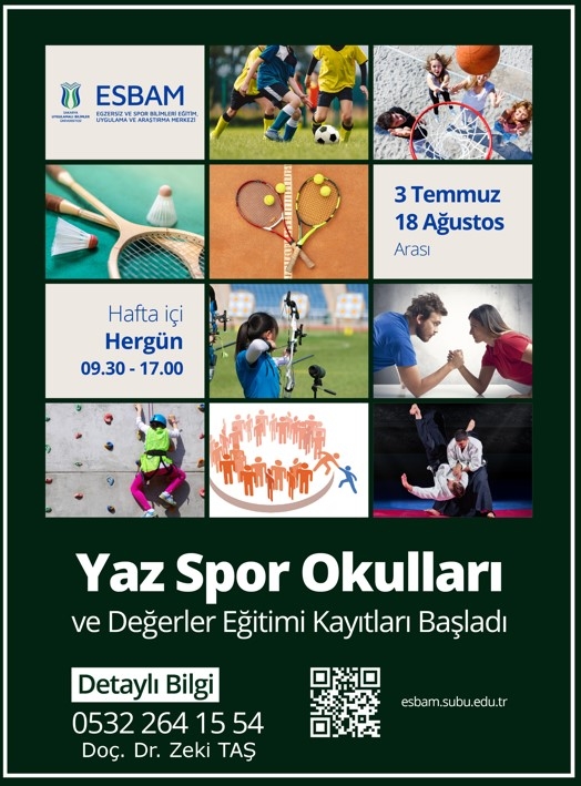 SUBÜ yaz spor okullarına kayıt almaya başladı