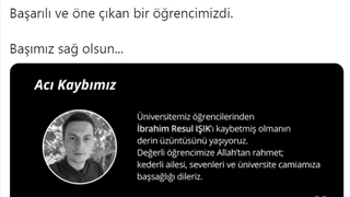 SUBÜ’den öğrencisi için başsağlığı mesajı