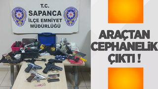 Şüphe üzerine durdurulan araçta çok sayıda silah bulundu