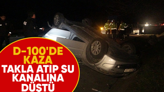 Takla atan otomobil su kanalına düştü