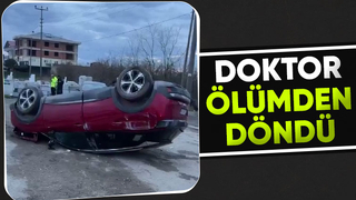 Takla atan otomobilde doktor yaralandı
