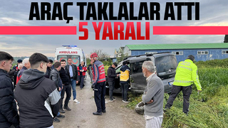 Taklalar atan araçta 5 kişi yaralandı
