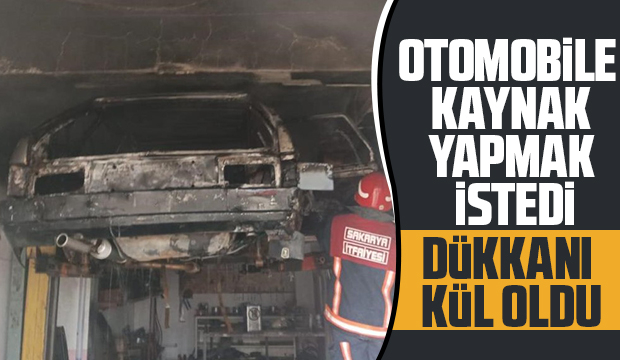 Tamirhane ve otomobil yandı