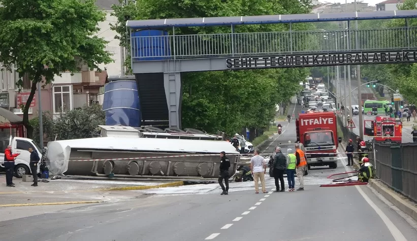 Tanker kazasında kapanan karayolu 11 saat sonra açıldı