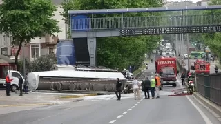 Tanker kazasında kapanan karayolu 11 saat sonra açıldı