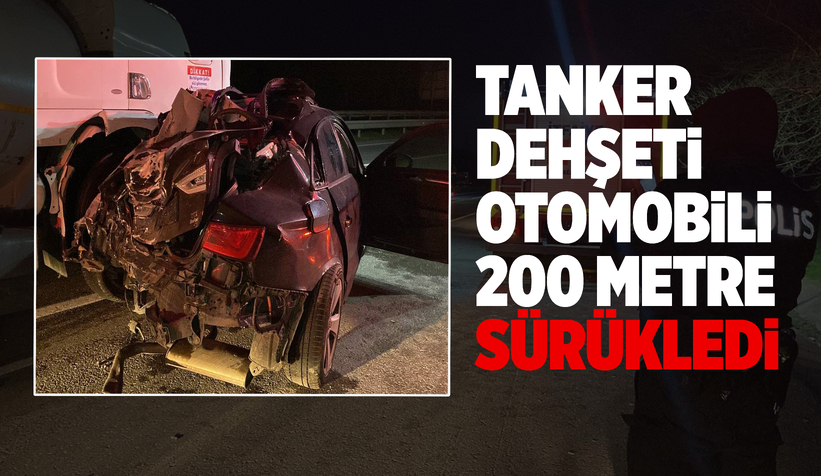 Tankerin çarptığı otomobil kağıt gibi ezildi: 1 yaralı