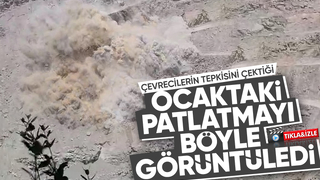 Taş ocağındaki dinamitli patlatma kamerada