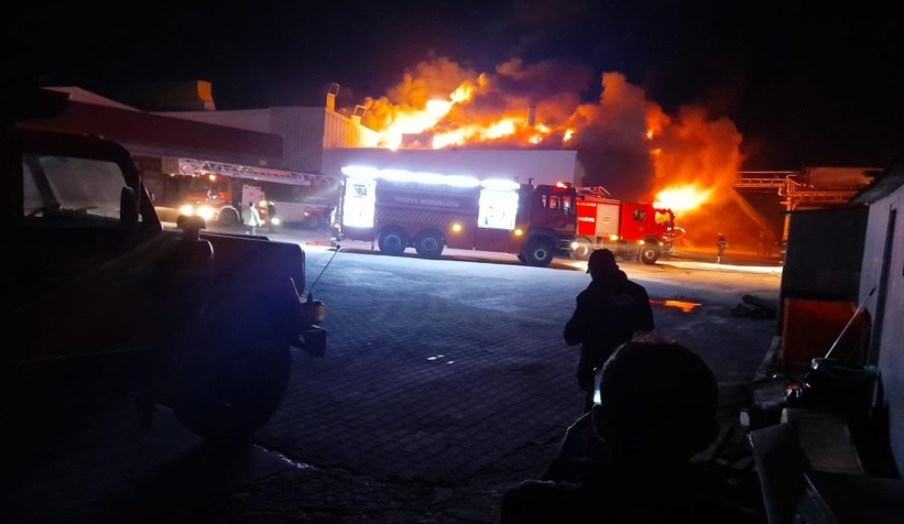 Tavuk kesimhanesi alev alev yandı