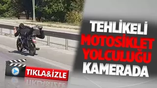 Tehlikeli motosiklet yolculuğu kamerada