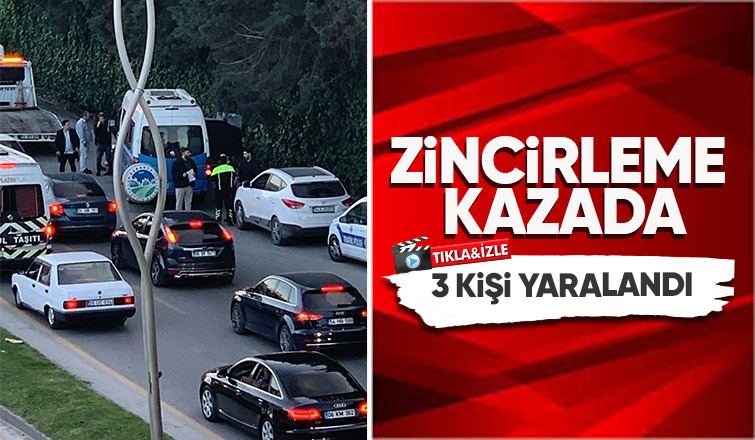 TEK çıkışında zincirleme kaza: 3 yaralı