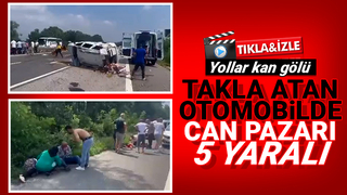 TEM Akyazı kesiminde otomobil takla attı: 5 yaralı