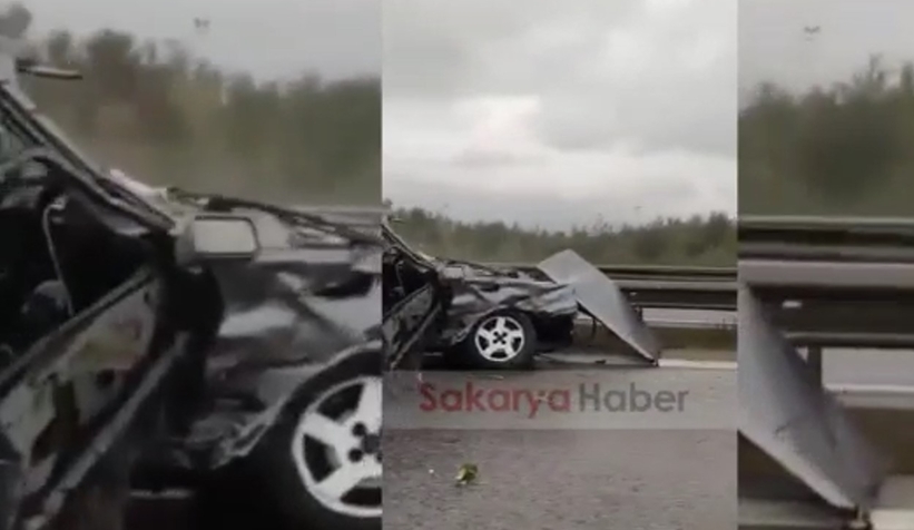 TEM'de bariyerlere girdi