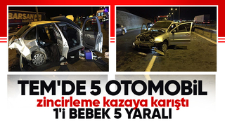 TEM'de Feci Kaza 1'i bebek 5 Yaralı otomobilden fırlayan bebek aracı ise yürek burktu