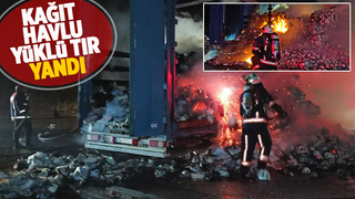 TEM'de kağıt havlu yüklü tır yandı