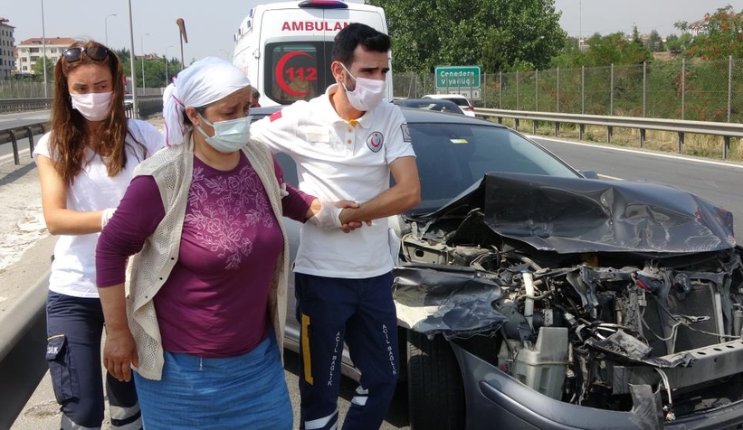 TEM'de kaza yaptı, ters yöne döndü