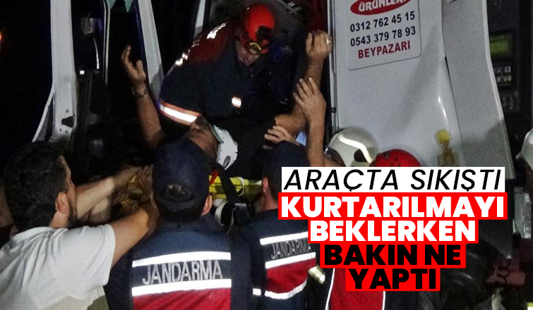 TEM'deki kazada araçta sıkıştı