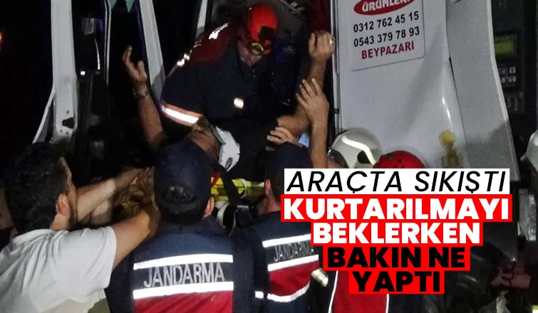 TEM'deki kazada araçta sıkıştı