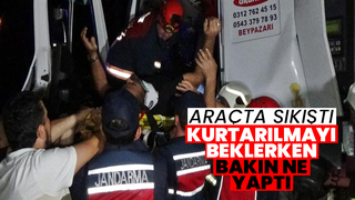 TEM'deki kazada araçta sıkıştı