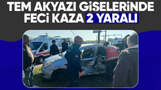 TEM kavşağında minibüs otomobile çarptı 2 yaralı