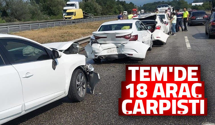 TEM Otoyolunda 18 araç çarpıştı