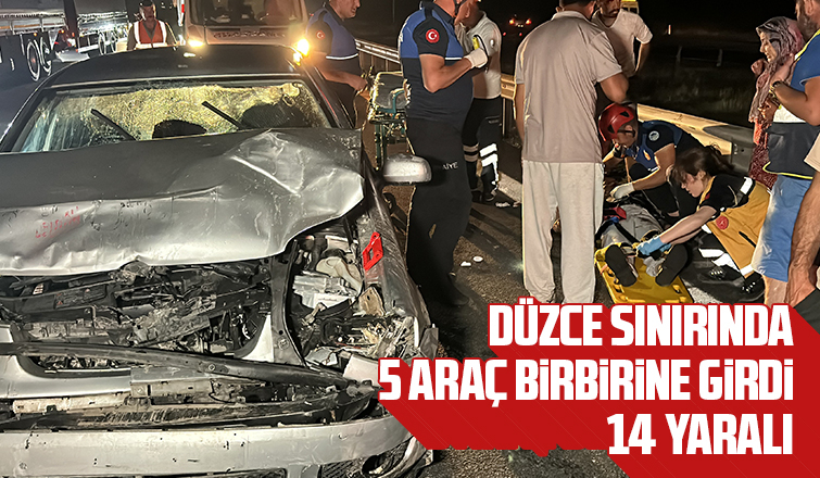 TEM Otoyolunda 5 araçlı kaza:14 yaralı