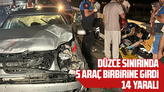 TEM Otoyolunda 5 araçlı kaza:14 yaralı