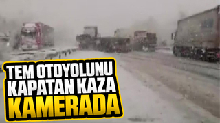 TEM otoyolunu kapatan kaza kamerada