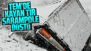 TEMde kayan tır şarampole düştü