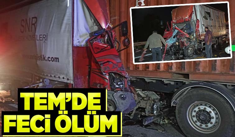 TEM’de tıra arkadan çarpan kamyon kağıt gibi ezildi: 1 ölü