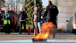 Terminal çalışanlarına yangına müdahale eğitimi