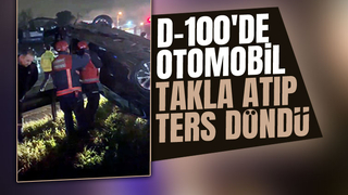 Ters dönen otomoblin sürücüsü yaralandı