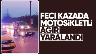 Ticari taksi ile çarpışan motosikletli yaralandı