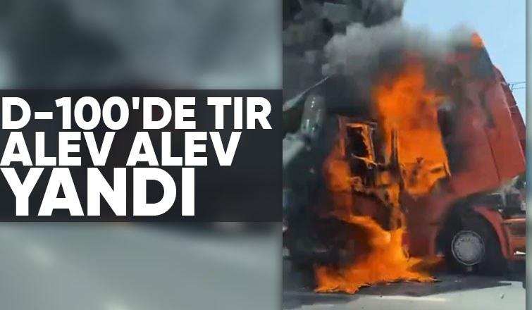 Tır alev alev yandı