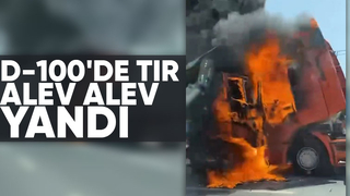 Tır alev alev yandı
