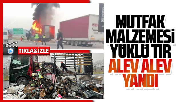 Tır alevlere teslim oldu, taşıdığı yükler küle döndü