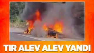 Tır alevlere teslim oldu