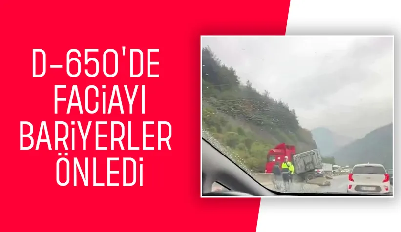 Tır bariyerlere girdi