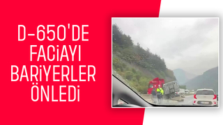 Tır bariyerlere girdi